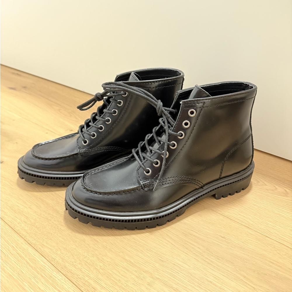 Express black leather lace up boots new 8 men’s